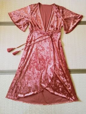 Burnt Orange Velvet Dress Small